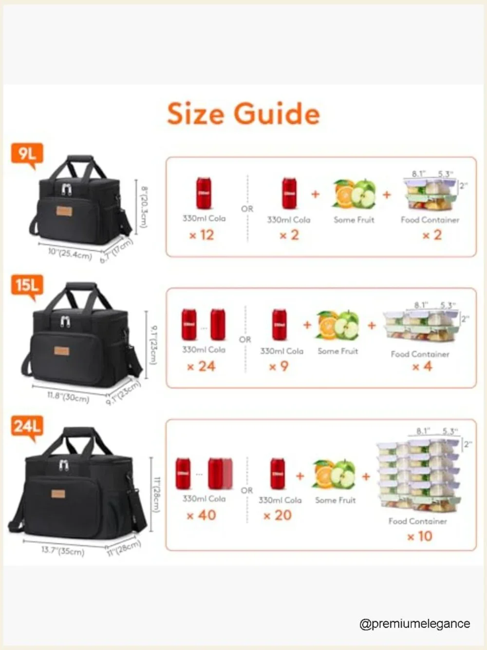 Insulated Lunch Bag 9L Soft Cooler Tote for Work Picnic